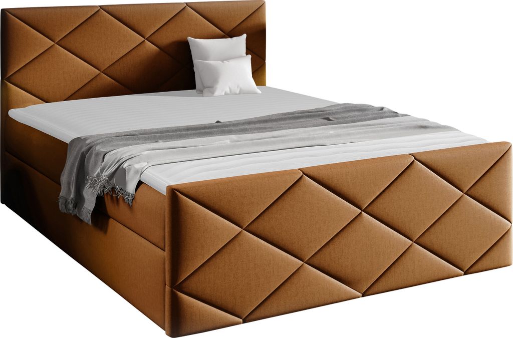 MIRJAN24 Boxspringbett Herkules, Ehebett mit zwei Bettkästen, Doppelbett, Stilvoll Schlafzimmer (Kameleon 48, Größe: 180x200 cm)