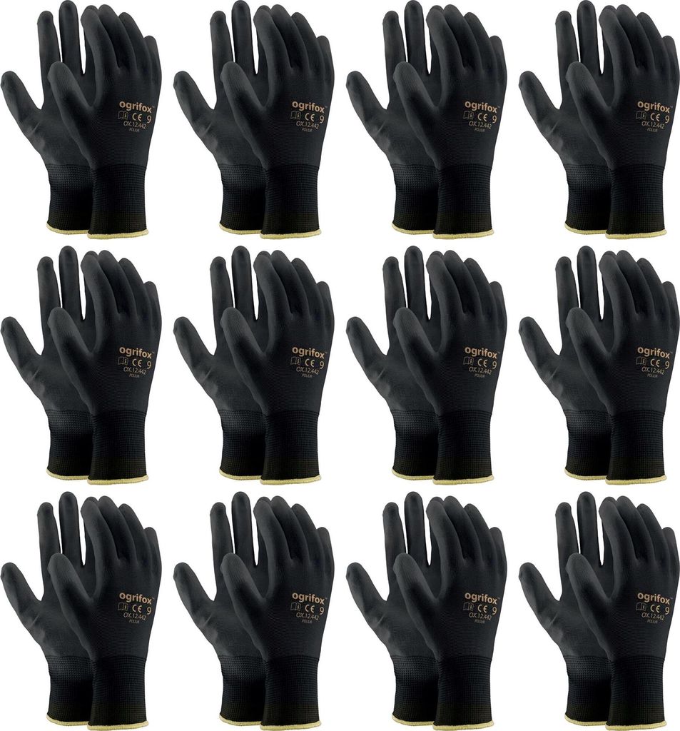 12x Arbeitshandschuhe Mechanikerhandschuhe XL (10) Gartenhandschuhe Schutzhandschuhe Schwarz
