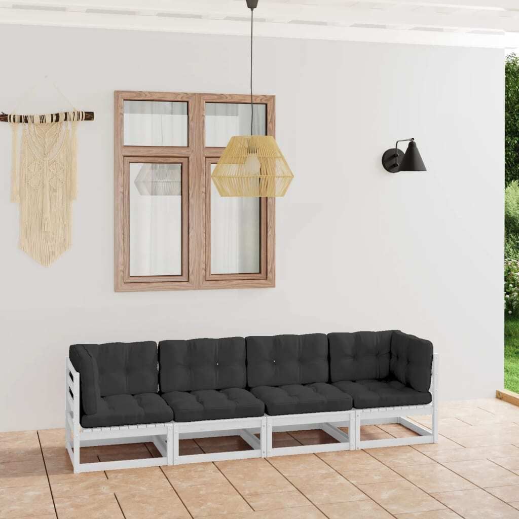 Maison Exclusive - 4-Sitzer-Gartensofa mit Kissen Kiefer Massivholz