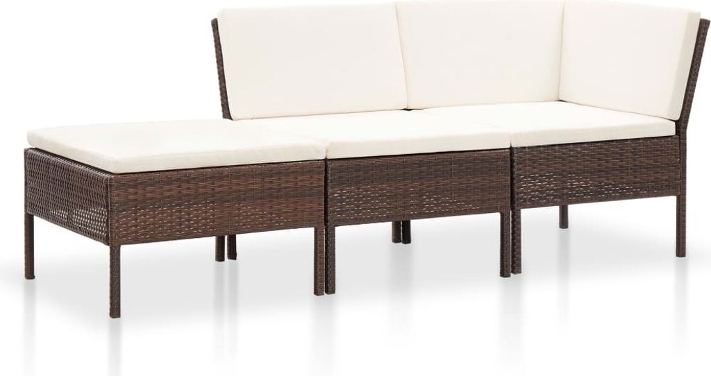 "2026 Promotion" 3-tlg. Garten-Lounge-Set - Sitzgruppe - mit Auflagen Poly Rattan Braun - Gartenmöbelset CC26736