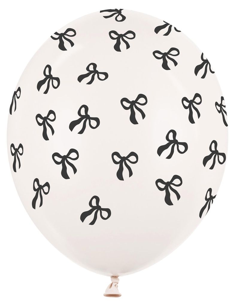 Luftballons mit Schleifen 30cm Weiß / Schwarz 6er Set