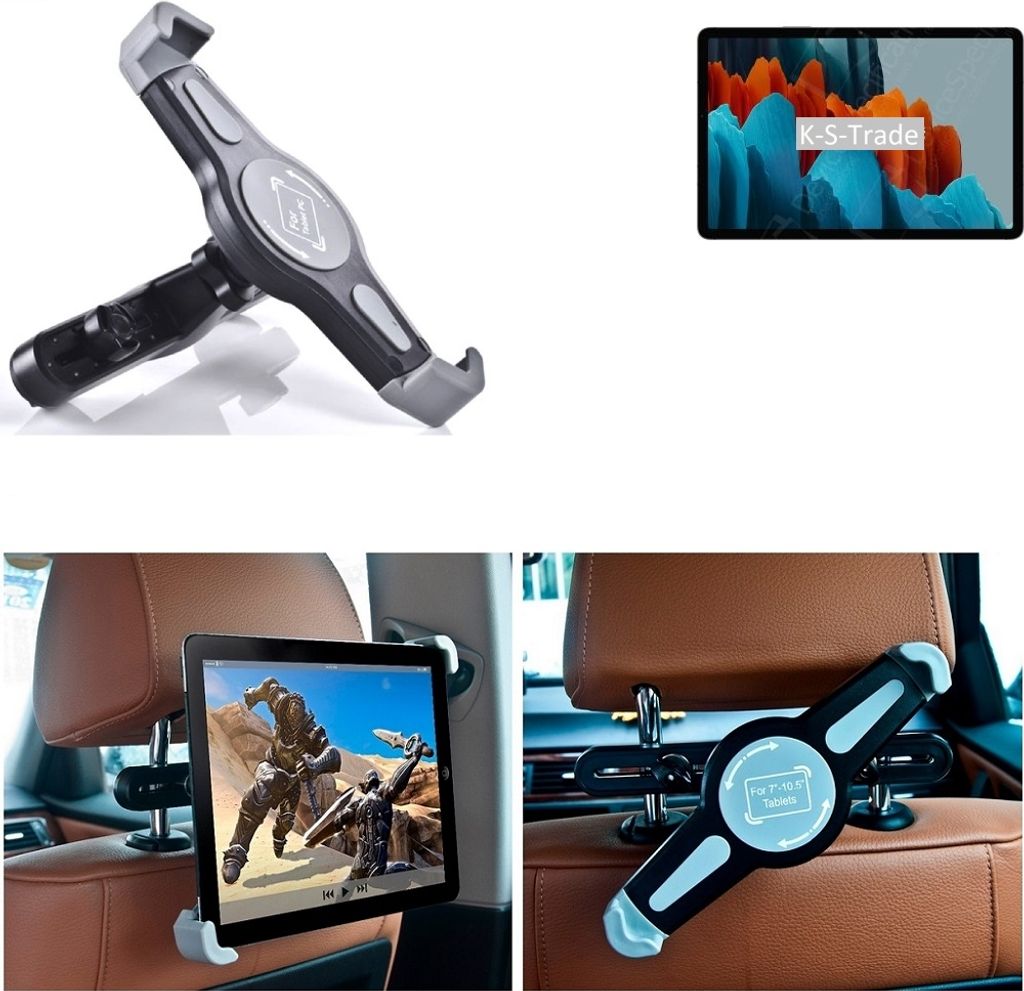 K-S-Trade Tablethalterung kompatibel mit Samsung Galaxy Tab S7 Wi-Fi KFZ Kopfstützen Halterung 360° Auto Sitzhalterung Headrest Holder Halter Tablet