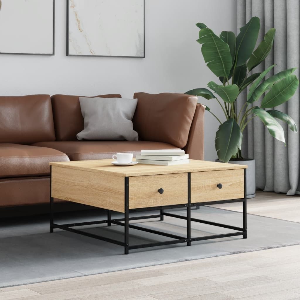 "Rabatt" Couchtisch modern - Wohnzimmertisch - Einfache Montage - Sonoma-Eiche 80x80x40 cm Holzwerkstoff - Kaffeetisch CC22961