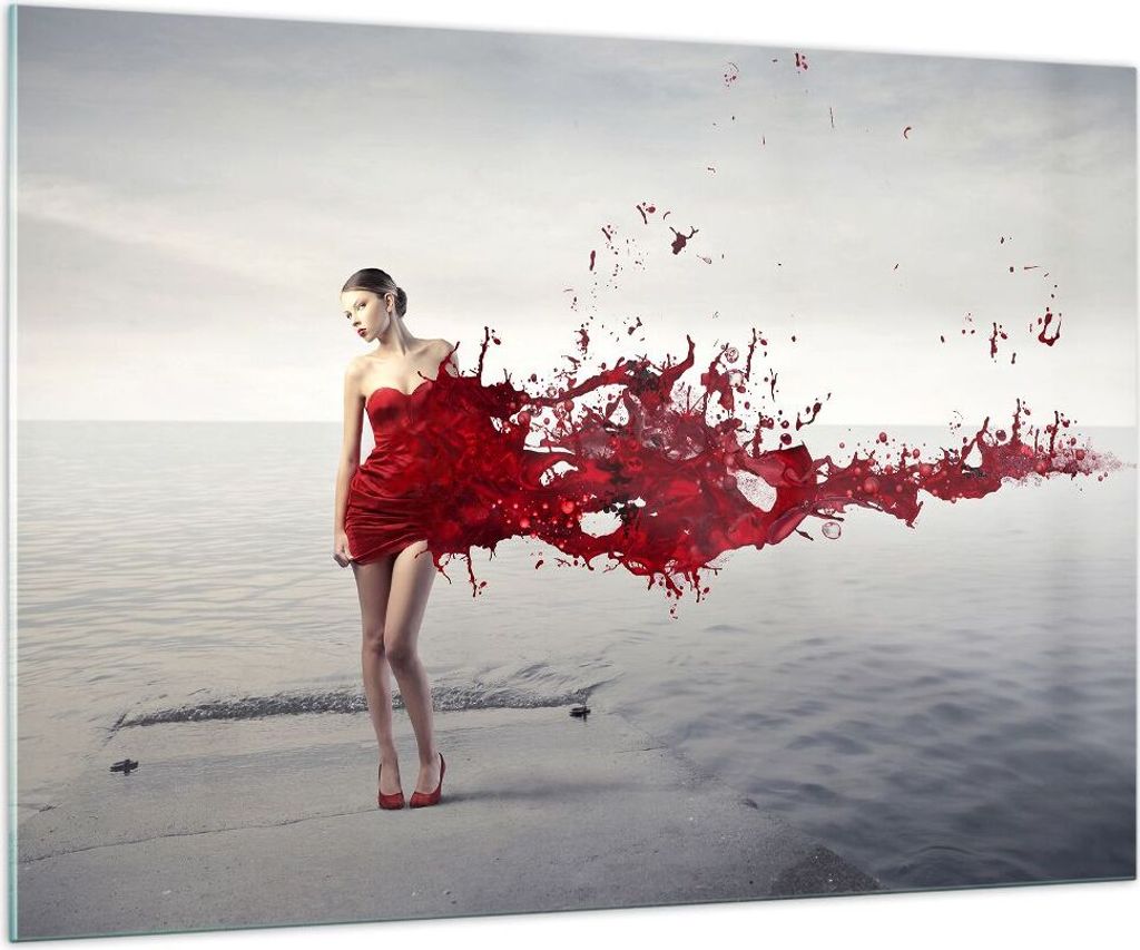 Bilder auf glas - Weiblich modell posieren nackt - 100x70cm - Glasbilder - Wandbilder - Kunstdruck - zum Aufhängen bereit - Wanddekoration aus Gla...
