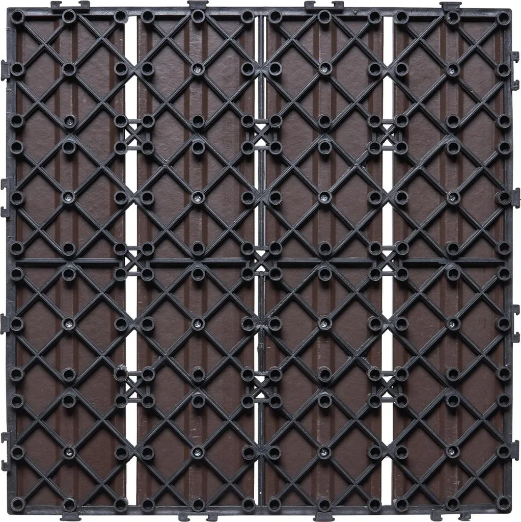 Dalles Extérieures Clipsables Solution Sol Abîmé Brun Foncé 29x29cm