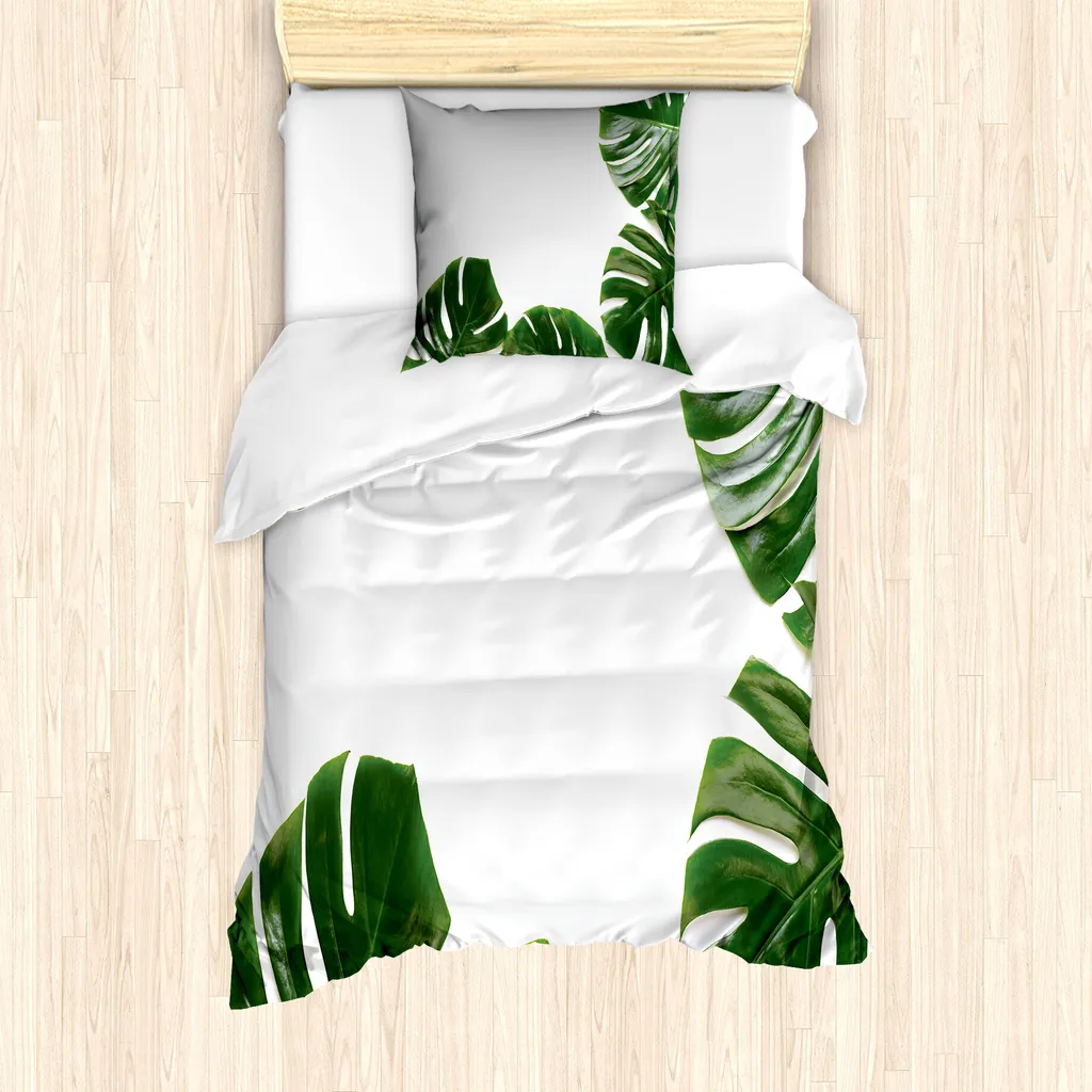 Set Copripiumino ABAKUHAUS Philodendron 135x200 Verde Smeraldo Antiacaro