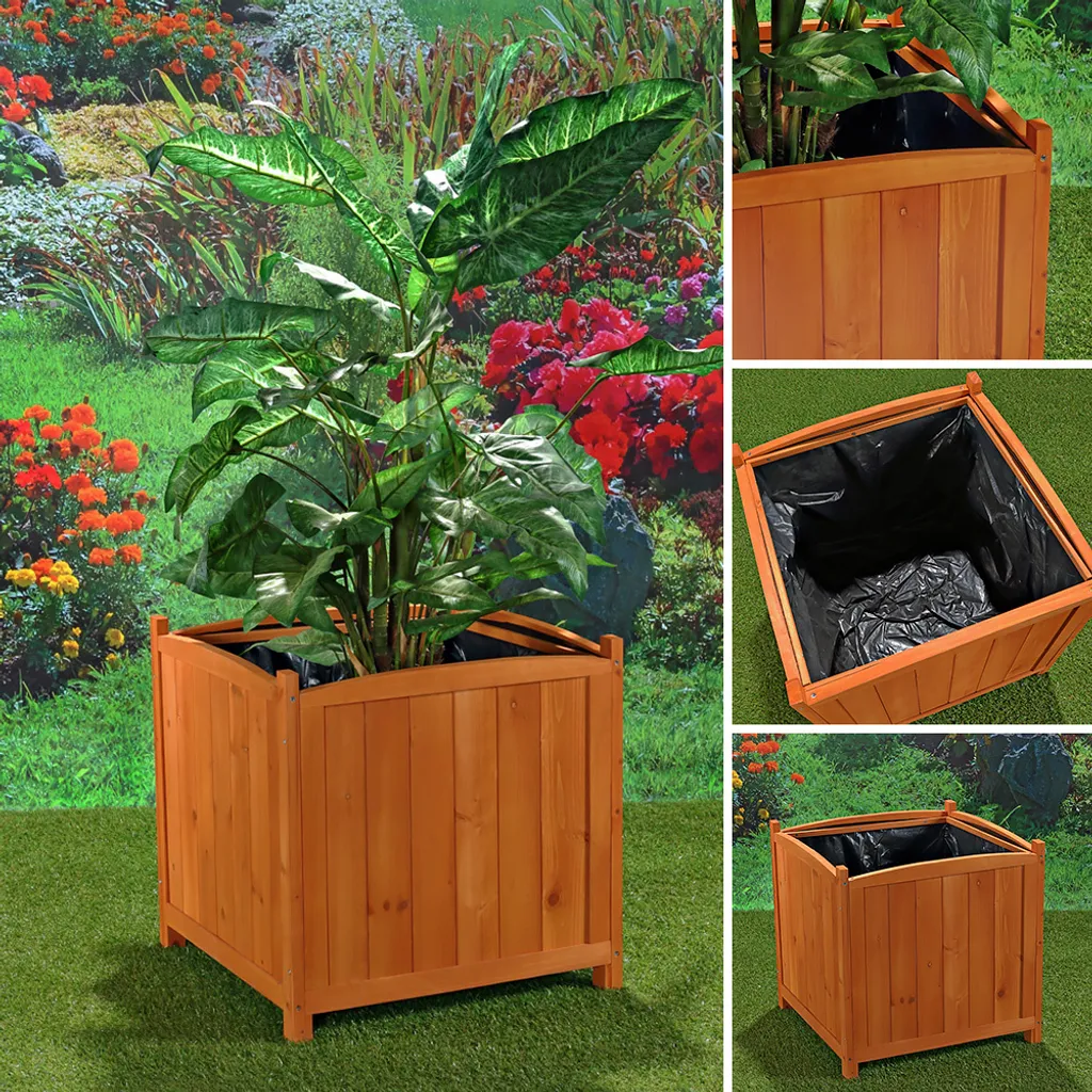 Pot de Fleurs en Bois Rectangulaire 50 cm Melko - Bac Extérieur Durable - 2