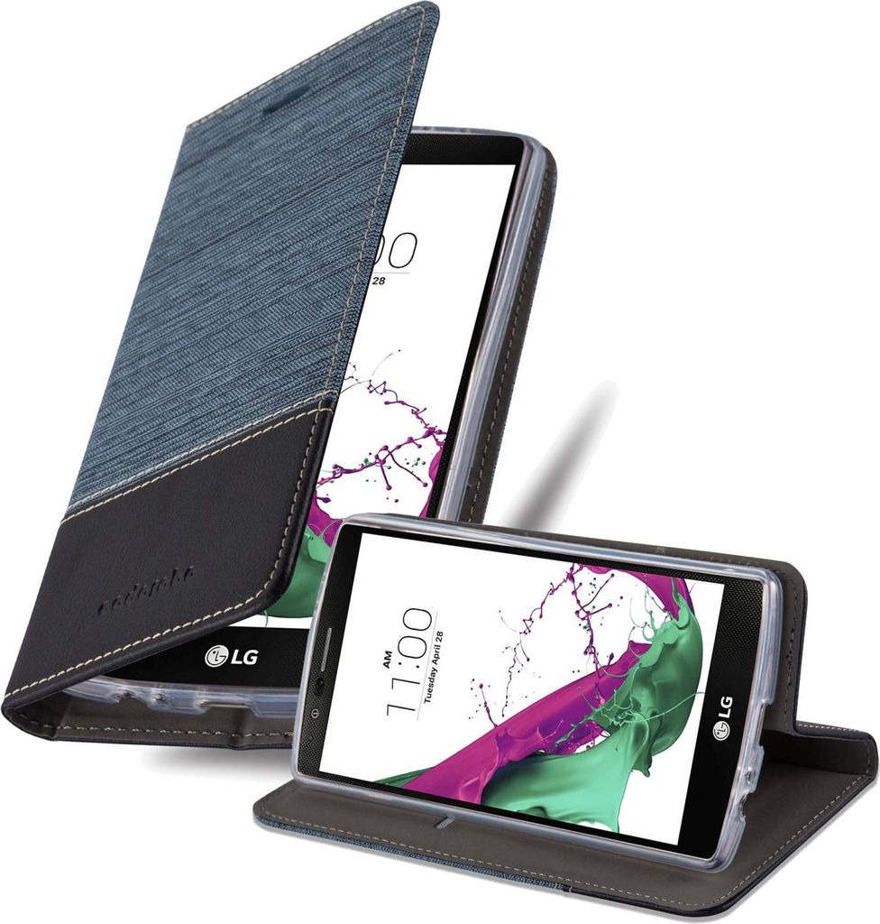 Cadorabo Hülle für LG G4 / G4 PLUS Schutzhülle in Blau Schwarz Handy Hülle Etui Book Case Cover