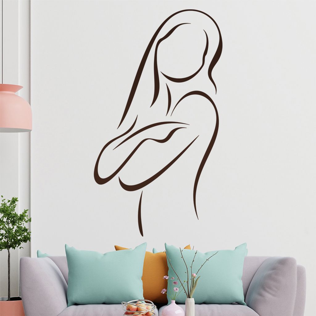 Frau sich umarmend - Linien Wandtattoo in 6 Größen - Wandaufkleber Wall Sticker - Dekoration, Küche, Wohnzimmer, Schlafzimmer, Badezimmer