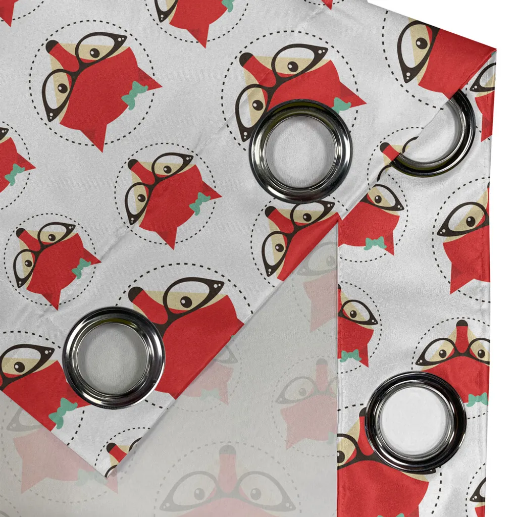 ABAKUHAUS Tenda con occhielli Fuchs, caricatura di una donna hippie rossa Fox con occhiali e fibbia all'interno di un cerchio di puntini, tende decorative a 2 pannelli, 280 cm x 225 cm, verde menta beige rosso - 2