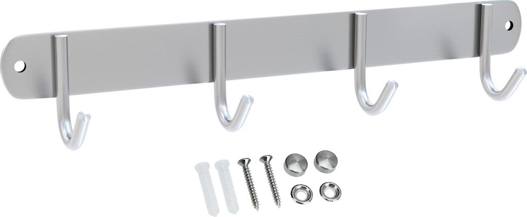 Intirilife Edelstahl Garderobenleiste Modell E - 4 Haken - Kleiderhaken Garderobe Hakenleiste in 5 verschiedenen Designs