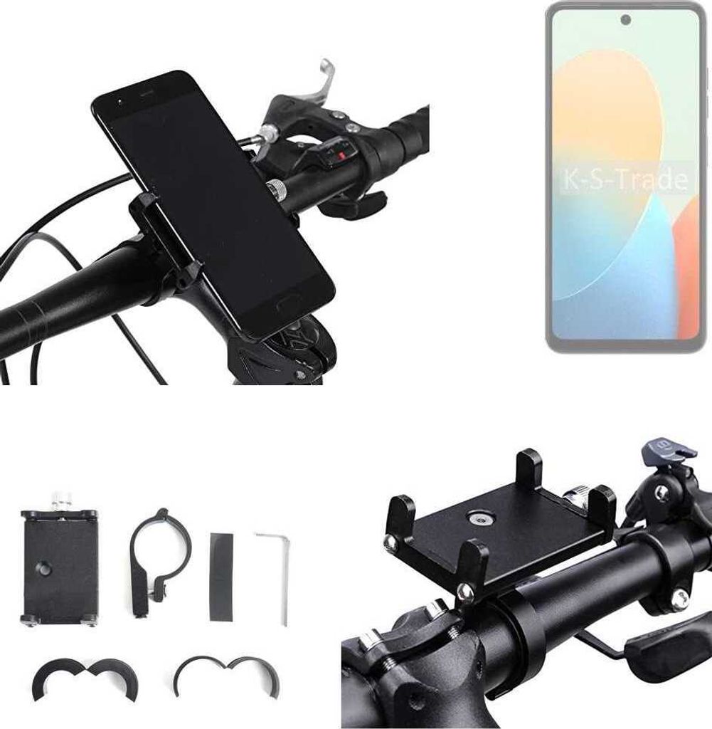 K-S-Trade Handyhalterung für das Fahrrad kompatibel mit Tecno Spark 20C Halter Lenkstange Fahrradhalterung Motorrad Bike Mount Befestigung Smartphone