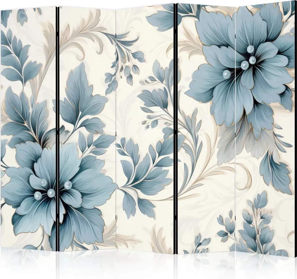 Tableau acoustique Fleurs 225 x 172 cm gris pour réduire l'écho 5 pcs
