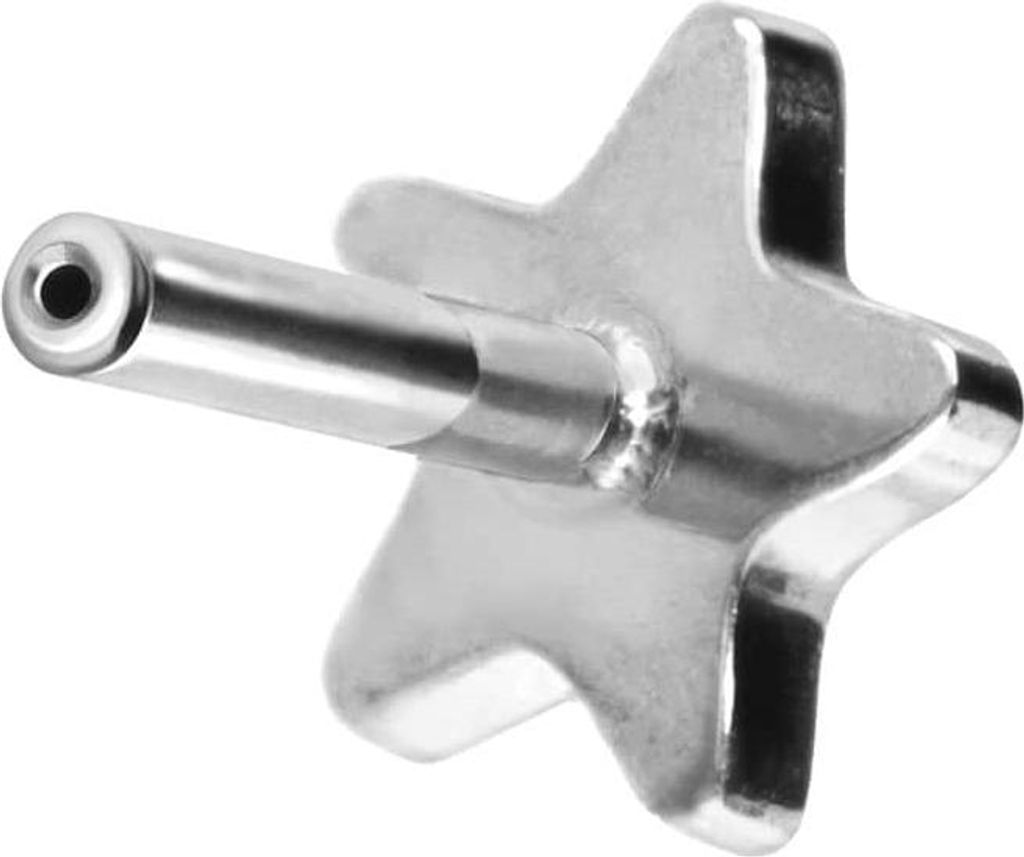 Ohrpiercing, Nasenpiercing Titan Labret mit Push Fit ohne Kugel STERN Silber Stablänge: 6mm | Stabstärke: 1mm