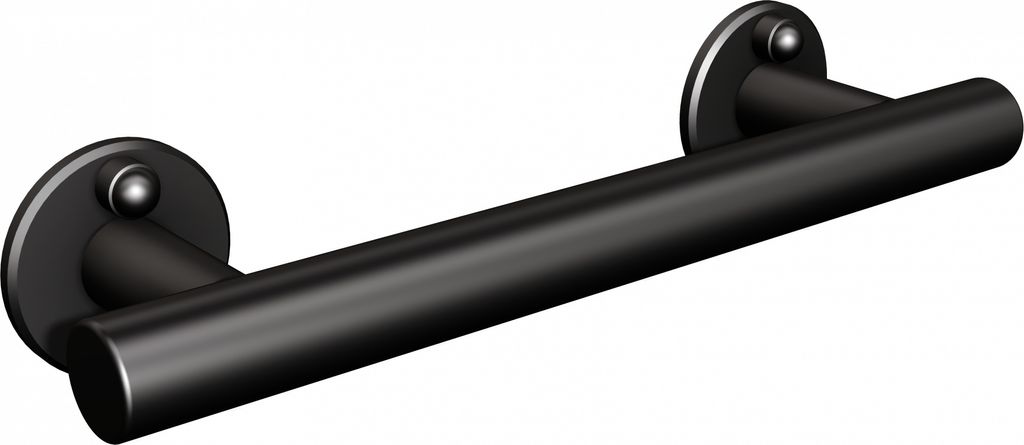 Stützgriff, barrierefrei, schwarz, 27 cm, Sicherheitsgriff, Haltegriff, gerade Dusche