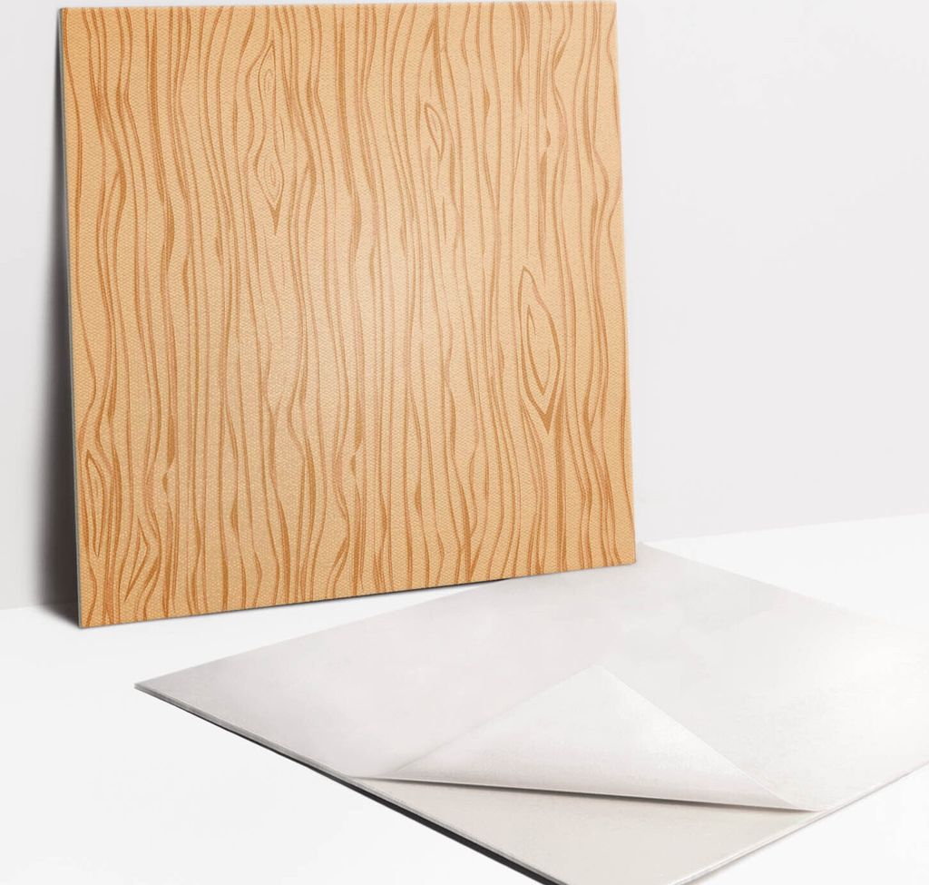 Fliesenaufkleber Set für Bad und Küche - 9 Fliesen Selbstklebend PVC - 30 x 30 - Holzbrett