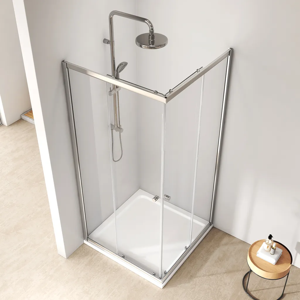 Paroi de douche pour angle de salle de bain 80 x 80 cm gain de place