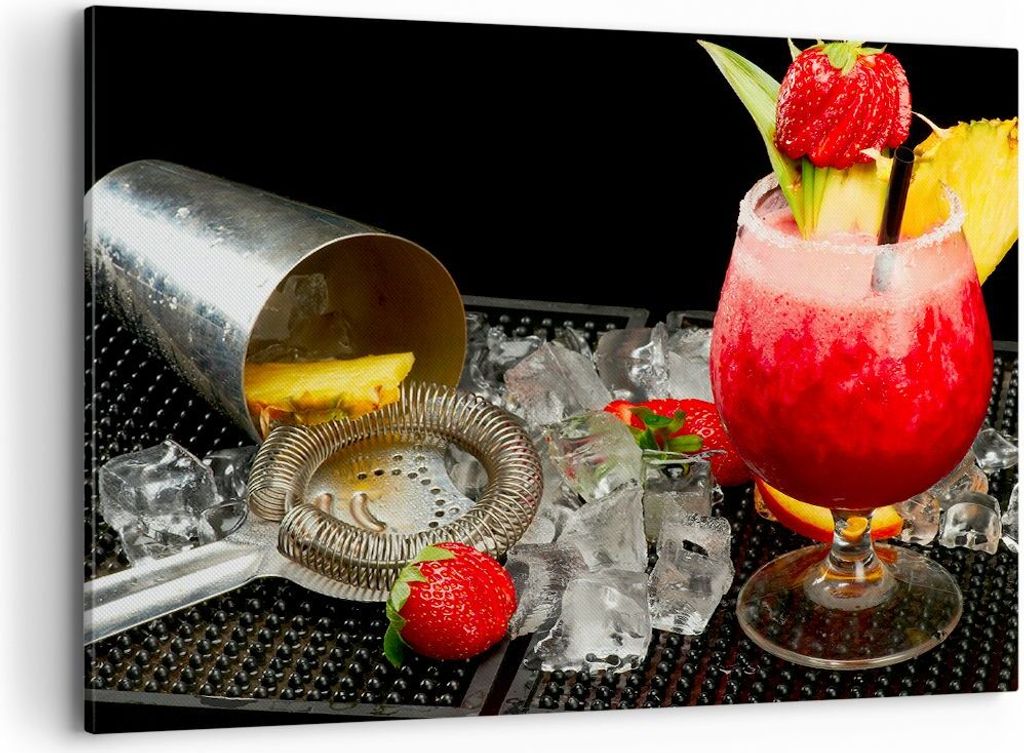 Bild auf Leinwand - Leinwandbild - Alkohol aperitif cocktail getränk - 100x70cm - Wand Bild - Wanddeko - Leinwanddruck - Bilder - Kunstdruck - Lei...