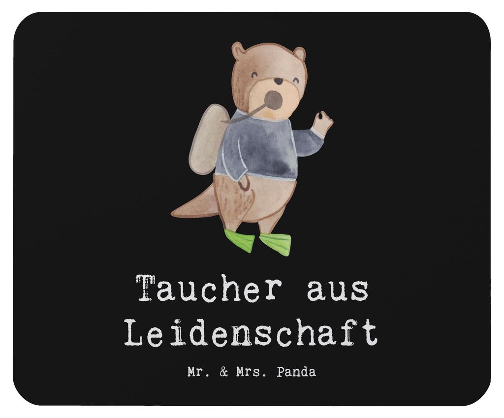 Mr. & Mrs. Panda Mauspad Taucher Leidenschaft - Schwarz - Geschenk, laptop, Mousepad, pc mausunterlage, Mouse Pad, mousematte