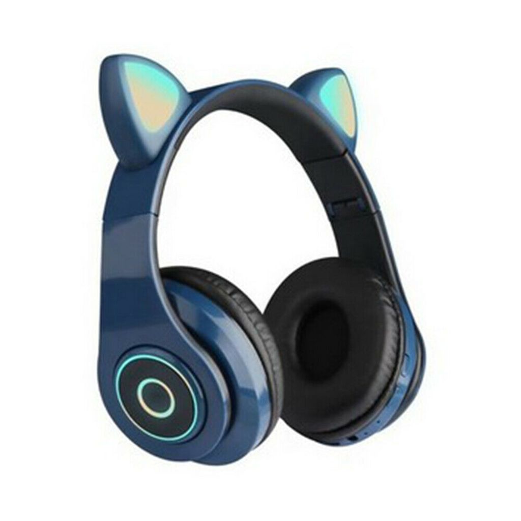 Faltbare Kopfhörer Katze Ohr Kinder Bluetooth Headset mit LED Licht Headphone 