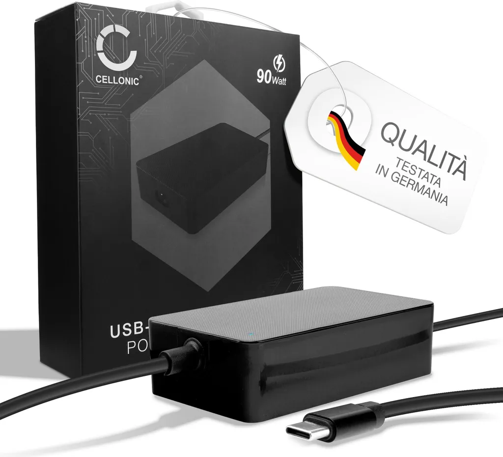 CELLONIC Alimentatore PD Power Delivery | 5V-20V 90W 87W 61W 45W 30W 12W compatibile con USB C Notebooks, Tablets, Smartphones - CC-PD90 Cavo Ricarica 2.9m Caricatore Adattatore CA Caricabatteria