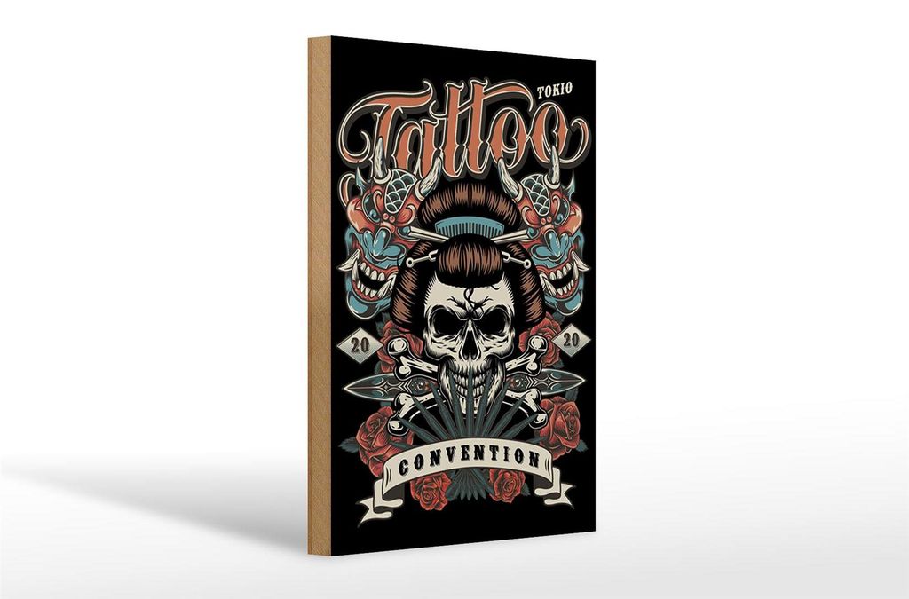 Holzschild Tattoo 20x30cm Tokio convention