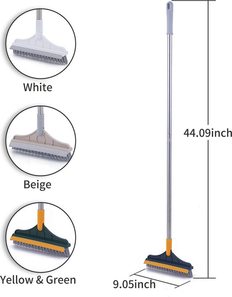 2 in 1 Bodenschrubber mit Fensterabzieher 120 Grad drehbar Langer Griff Ecke Lücke Reinigungsbürste für die Reinigung Küche Bad Badewanne Flies...