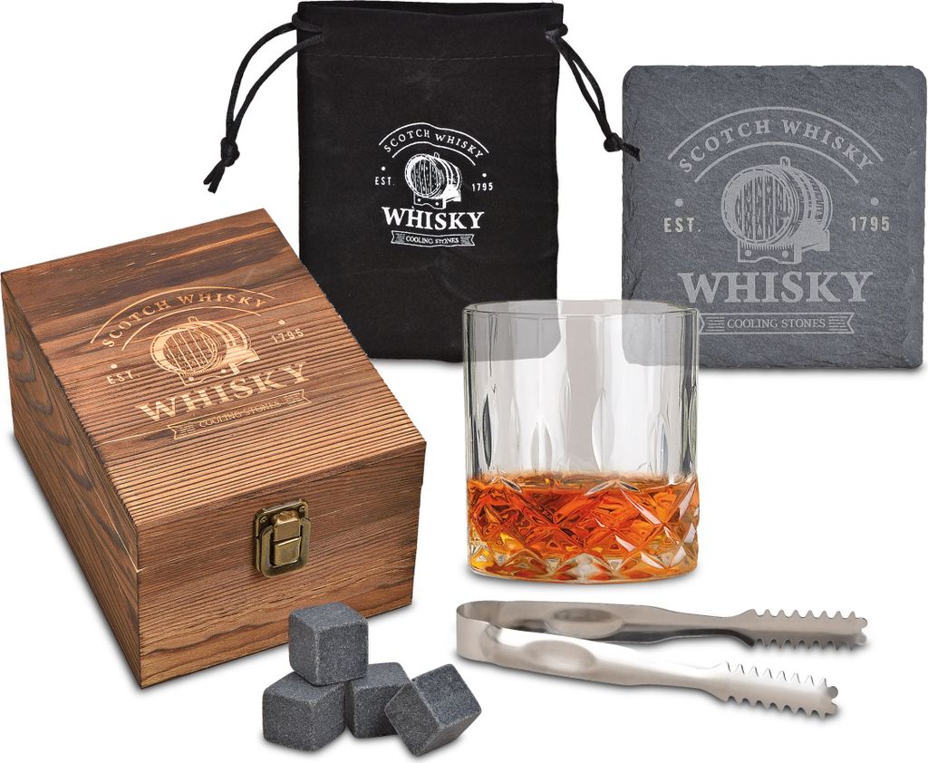 1.06 Whisky kamene sada 4 z čadiča vrátane skla a klieští - Obrázok produktu 