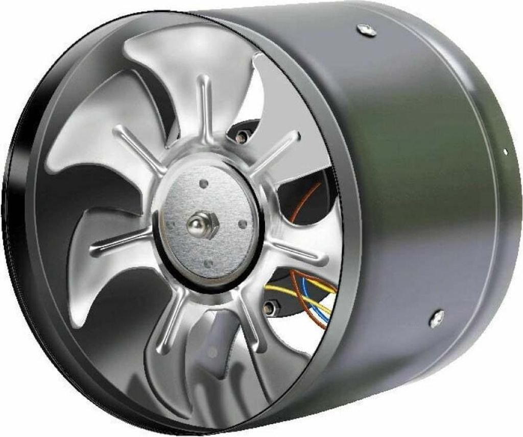 Axial-Leitungsventil aus Edelstahl für Luft/extrahierbar. Kanalventilator aus verzinktem Stahl, 100 mm, schwarz