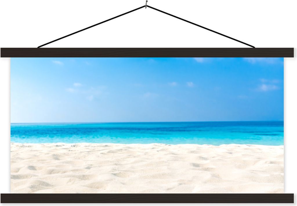 MuchoWow Textilposter Strand - Meer - Sand 90x45 cm mit schwarzem Rahmen - Klemmleisten