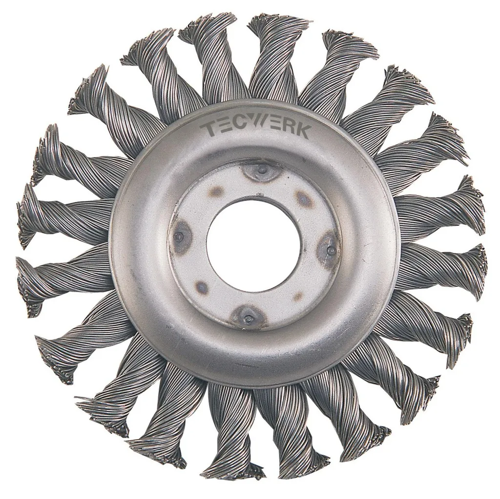 Brosse circulaire de ponçage 115 mm inox fil dur 0,5 mm pour métal et bois