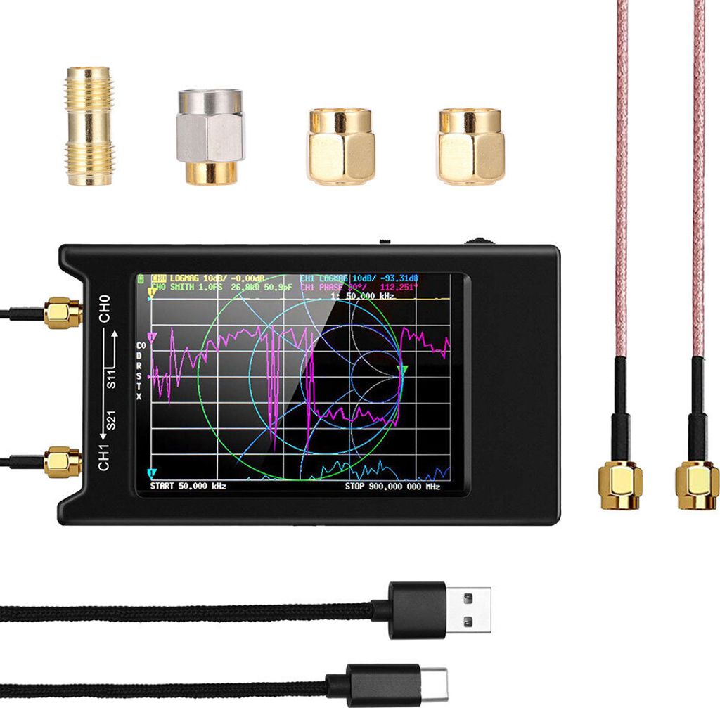 Nano VNA-H4 Vektor-Netzwerkanalysator 50kHz-1.5GHz, 4" LCD, HF VHF UHF UV, hochpräzise Messung, USB-C, optimierte Elektronik PC-Software-Unterstü...