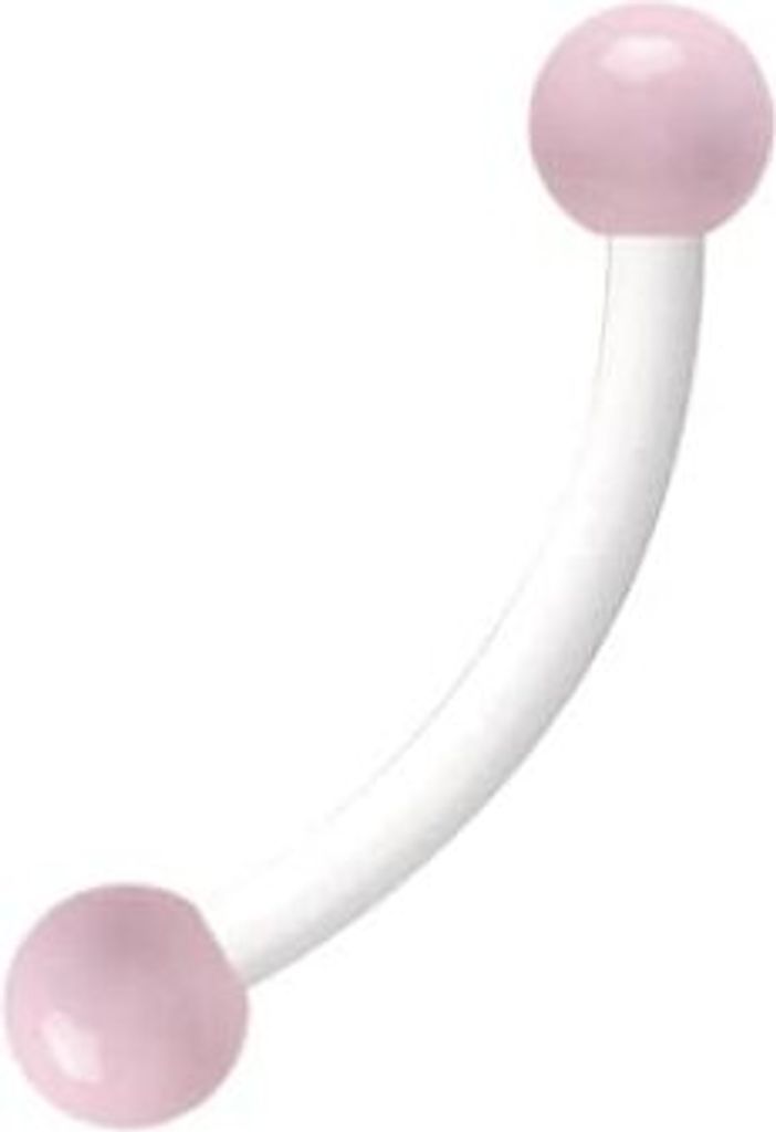 Augenbrauen Bioplast Piercing in Weiss mit Edelstahl Kugeln 3mm Leicht Rosa Emailliert - F-EBBBN.WH.LRO 1,2mm - 8.0 Millimeter