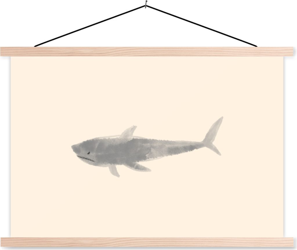 MuchoWow Textilposter Fische - Meerestiere - Pastell - Aquarell 60x40 cm mit holzfarbenen Rahmen - Bilder