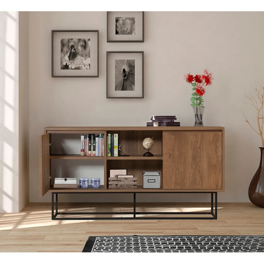 Meuble de Salon en Noyer Zela Skye Decor - Buffet Bas Moderne 140cm