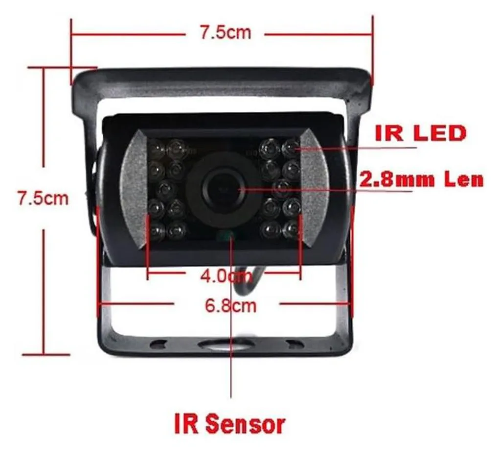 Caméra de recul HD avec écran 7 pouces et 18 LED infrarouges 12-24V - 7