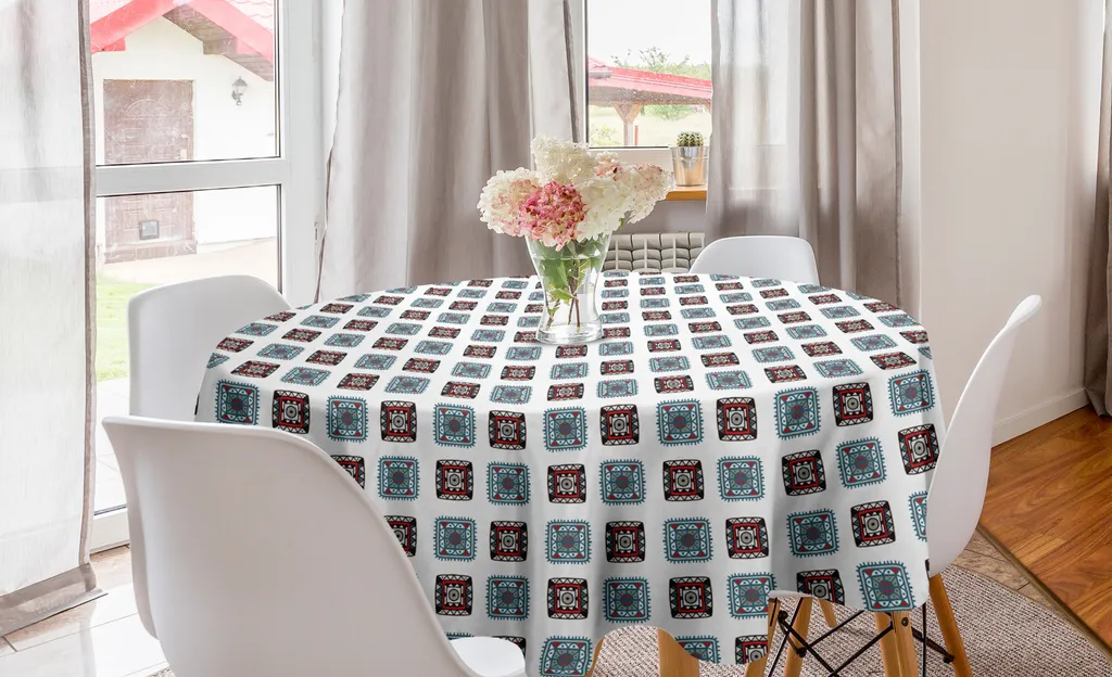 Tovaglia Rotonda Etnica ABAKUHAUS 150 cm - Batik Multicolor Chic