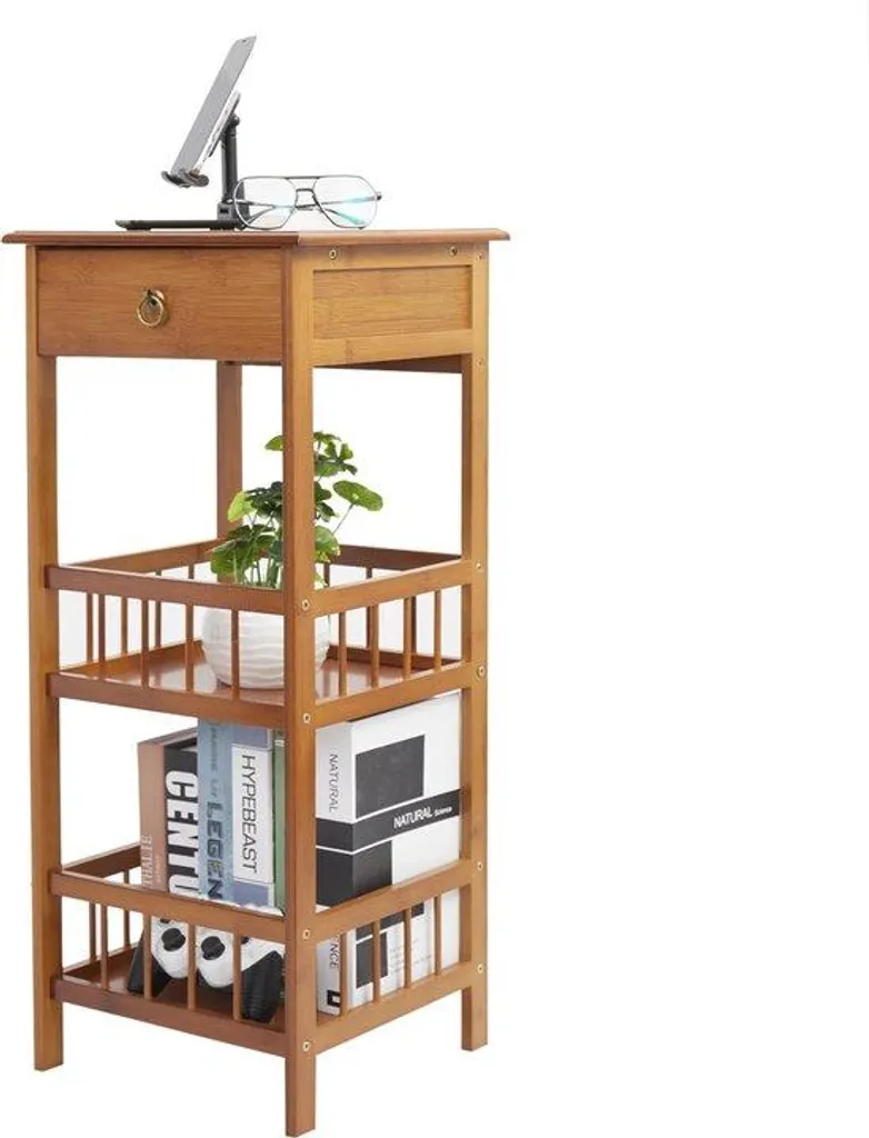 KTN Table d'appoint en bambou à 3 niveaux pour salon et chambre - 40x40cm