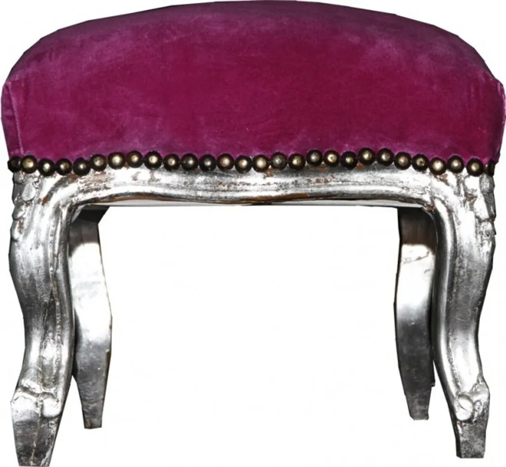 Sgabello Poggiapiedi Barocco Viola Argento | Prezzo Outlet Lusso