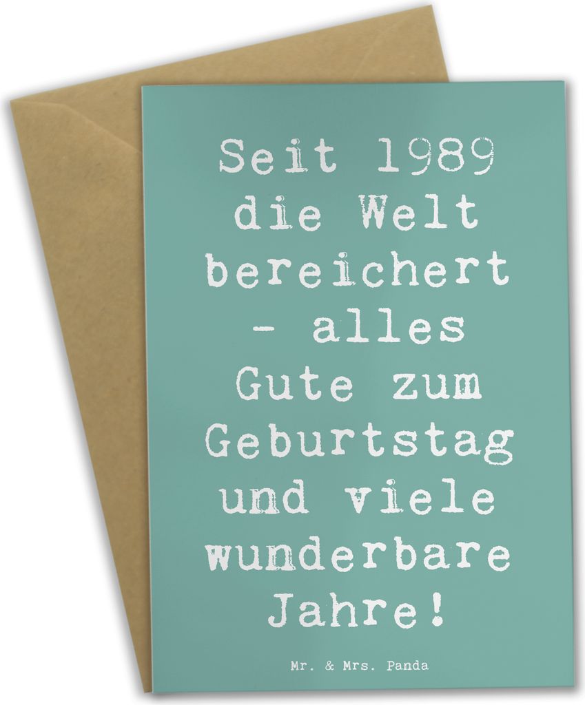 Mr. & Mrs. Panda babykarte Spruch 1989 Geburtstag - Meeresbrise - Geschenk, einladungskarten, glückwunschkarten, Jahre Feiern, hochzeitskarten, wu...