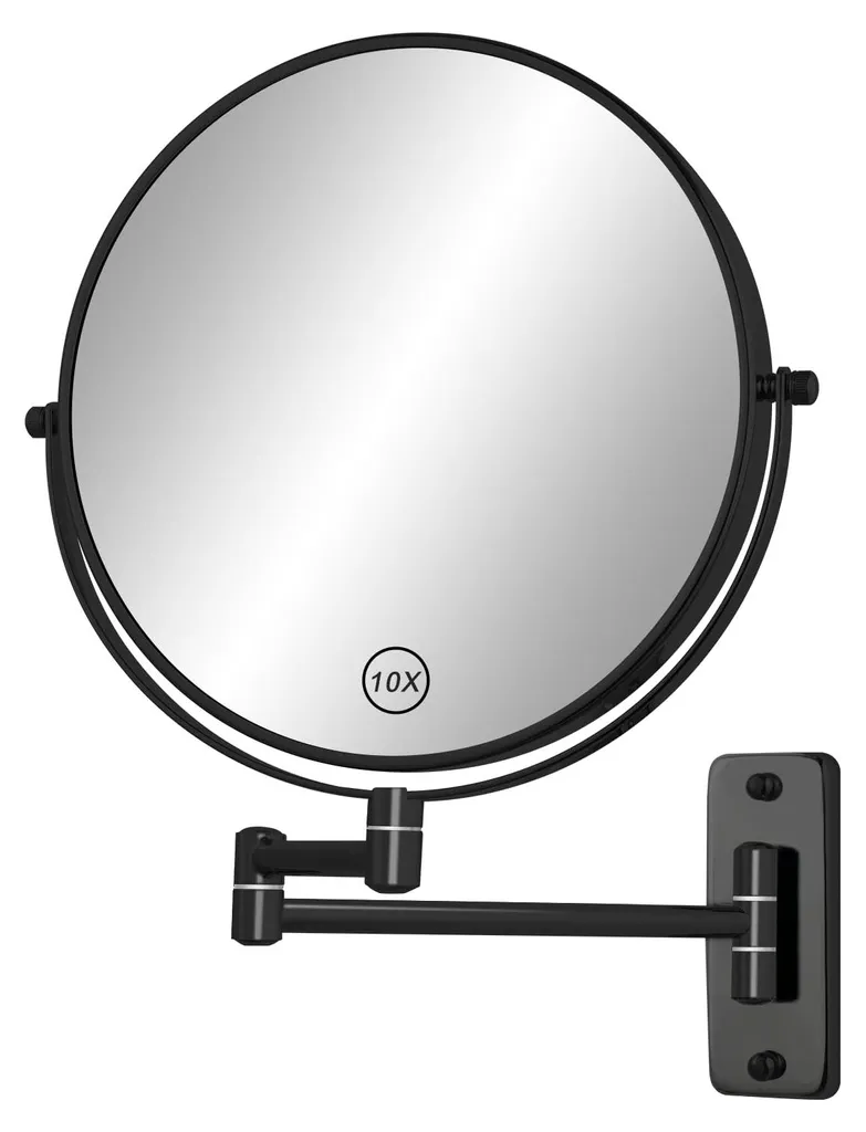 Miroir de salle de bain pivotant 360° télescopique noir mat 1x/10x