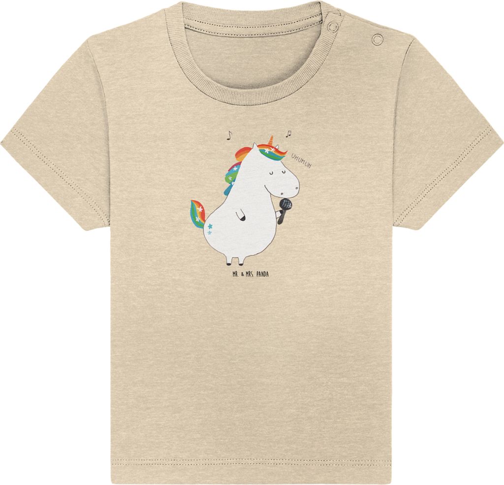 Mr. & Mrs. Panda Babyshirt Einhorn Sänger 24. - 36. Monat - Natural Raw - Geschenk, Einhörner, Disco, Geburtstag, T-Shirt, Baby, Top, Party, Unic...