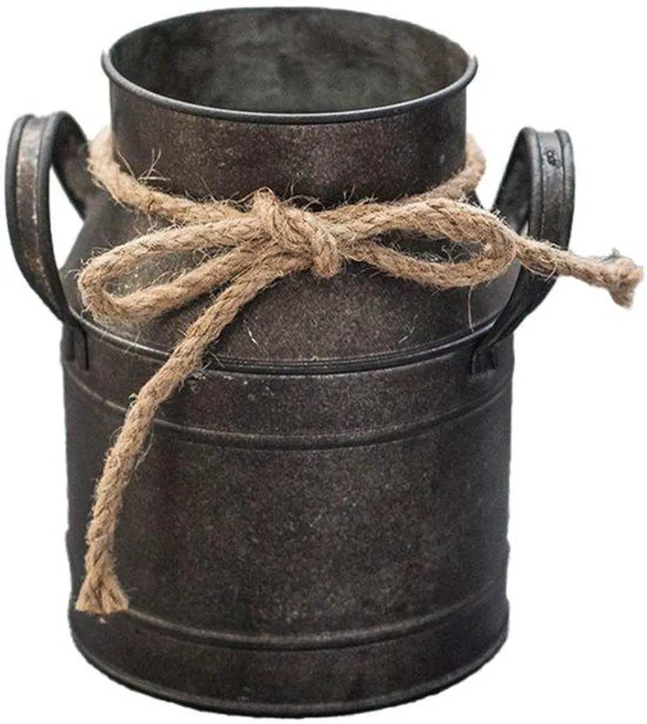 Pot à lait en métal galvanisé anticorrosion avec anse bois rustique