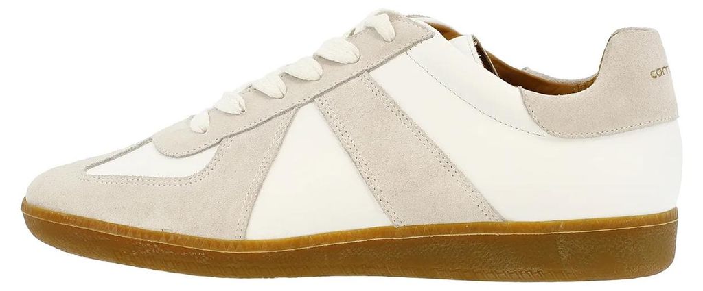 Herren Sneaker Camino71 Schwarz Leder perforiert mit weißer Sohle und Schnürung