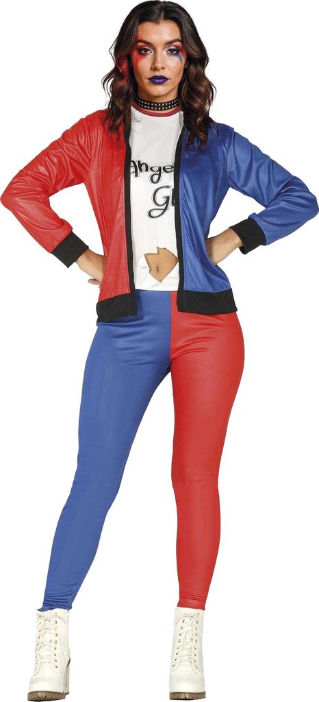 Fiestas Guirca - Gefährliches Mädchen-Kostüm für Damen Set FG782 (L) (Blau/Rot)