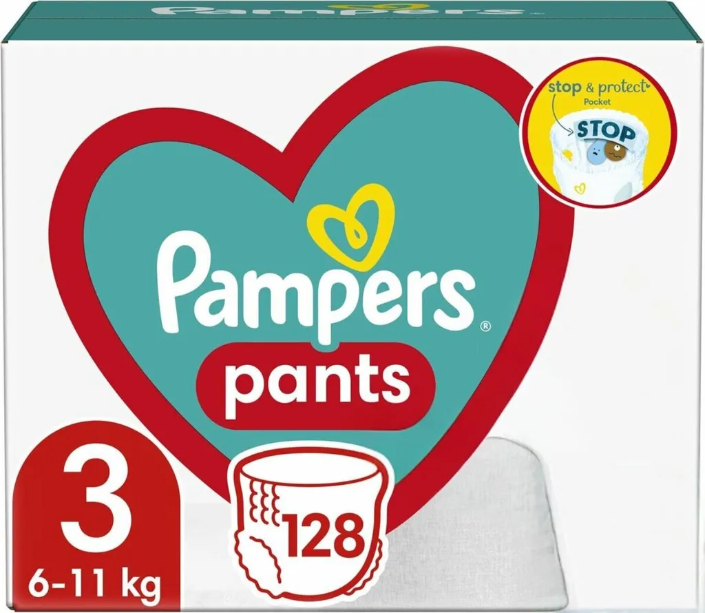 Pampers Pants Taille 3 Couches-Culottes 128 Pièces 6-11 kg Pack Mois