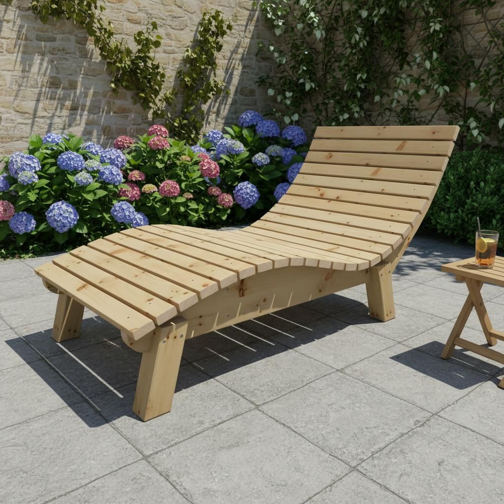 Gartenliege Relaxliege "Liege-Franzi" (Zirbe) Breite 90cm Einstiegshöhe 40cm mit Füßen
