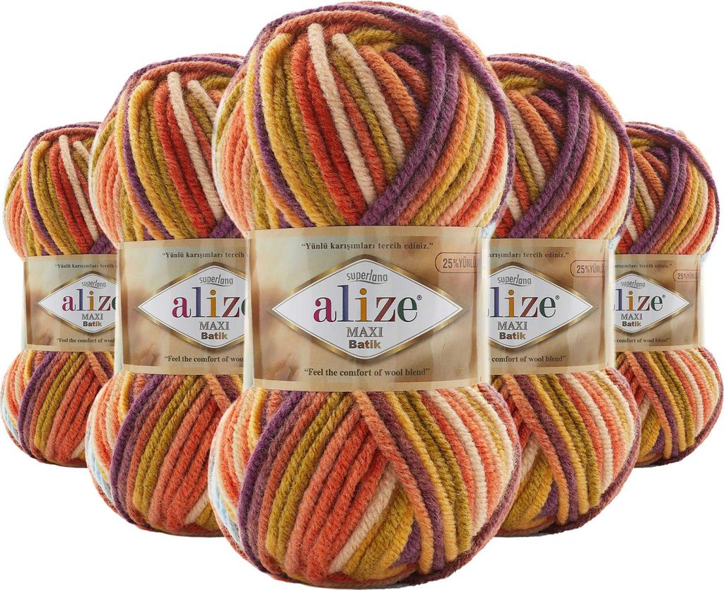 500g Farbverlaufsgarn Alize Superlana Maxi Batik 25% Wolle Winterwolle Farbwahl