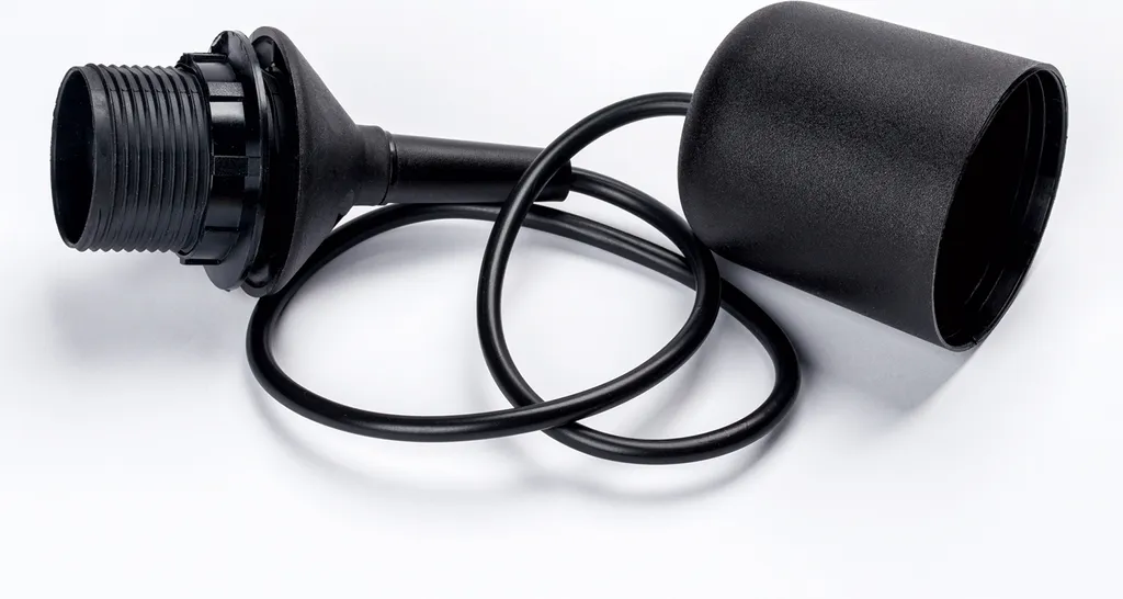 Lampada Sospensione Nera E27 70cm - Pendel con Ghiera in PVC Nero