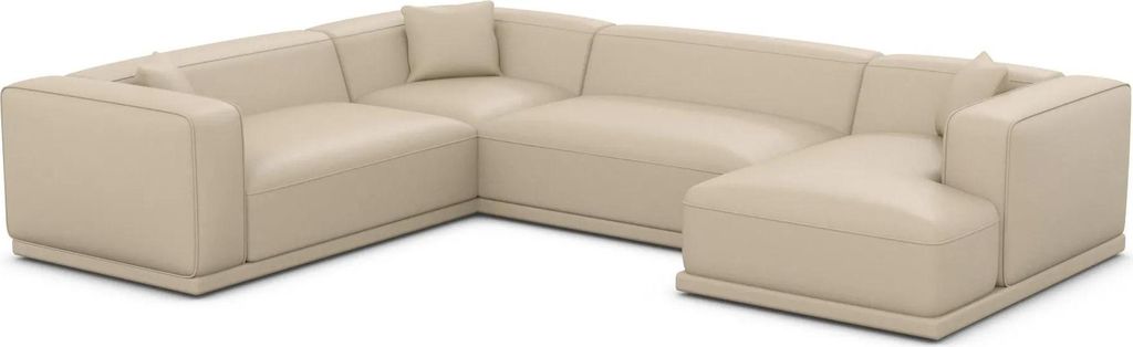 Kunstleder U-Form XXL Wohnlandschaft Diora Beige Rechts